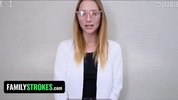 FamilyStrokes - Busty Stepmom Eats Stepdaughter's Young Pussy While She Gaggs On Stepdad's Cock