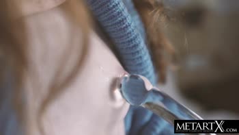 Jia Lissa's Sizzling Solo: Glass Dildo Teases Her Tight Redhead Pussy to Blazing Orgasm