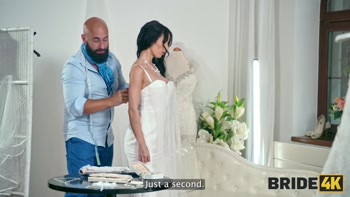 BRIDE4K. Sexy skinny brunette gave her young body to a wedding salon owner with a huge dick