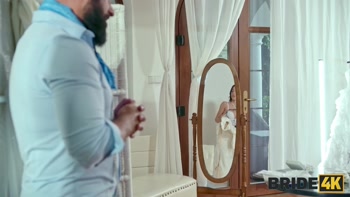 BRIDE4K. Sexy skinny brunette gave her young body to a wedding salon owner with a huge dick