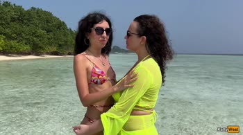Katty West's Beach Bliss: MILF Lesbians Drench Each Other in Maldives Sun
