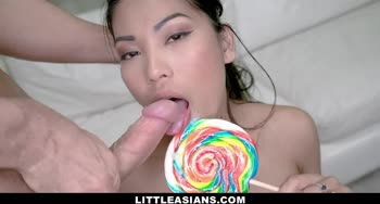 LittleAsians - Pretty Tiny Asian Girl Sucks A BWC Muscle Stud