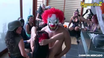 MamacitaZ's Halloween Party: Rough Latin Lovemaking Ends with Cum in Mouth