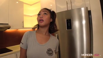 Asian Teen (18+) Maid's Big Boobs and Hungry Hole Get Creampied