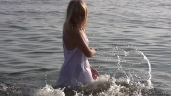 Blonde Teen (18+) Suntans by the Lake in Pure Elegance