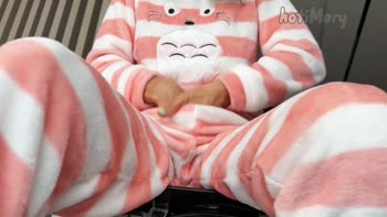 HotiMary's Pajama Perfection: Petite Babe's Masturbatory Orgasm
