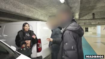 Madbrosx Smashes Colombian Cutie's Pussy in Public Parking Lot 3some