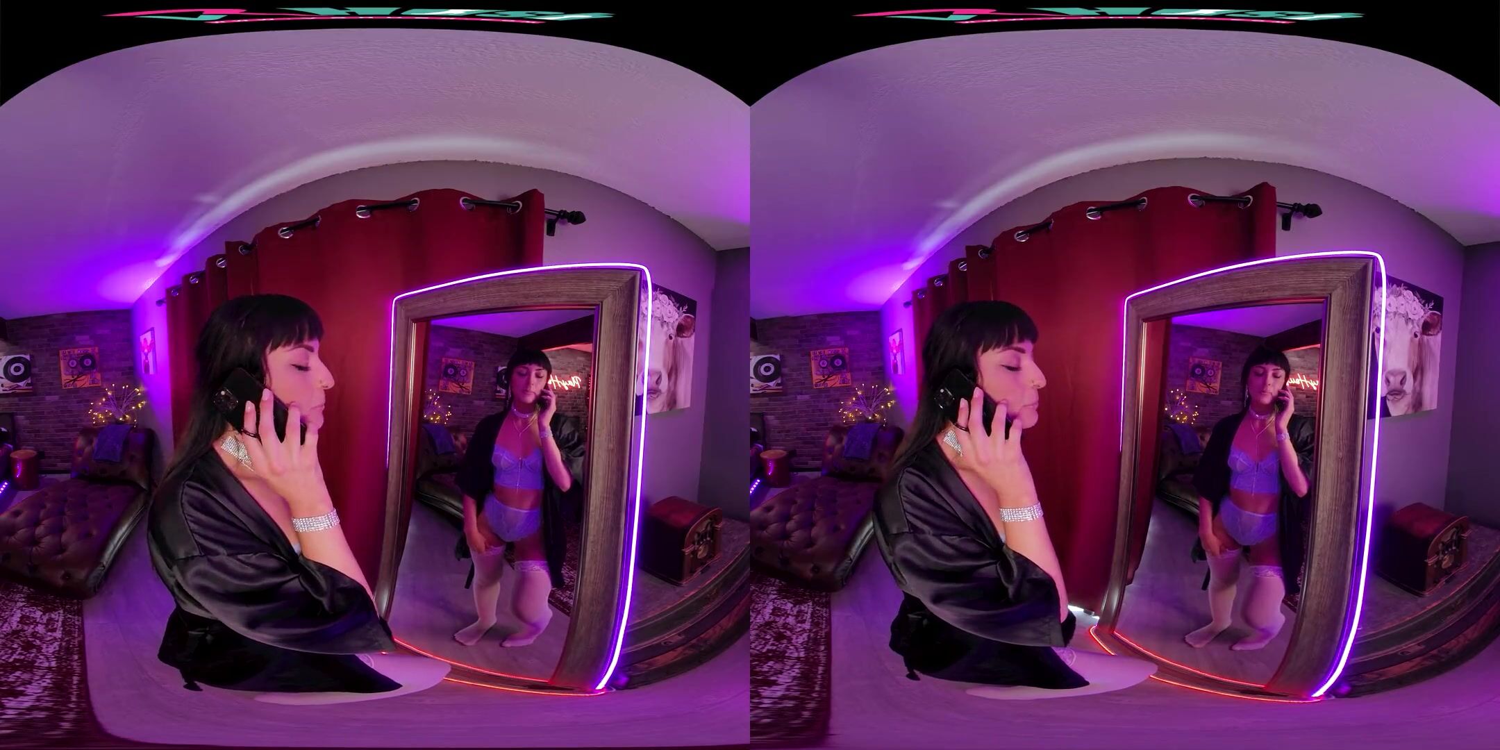 Tattooed brunette spinner takes your cock in virtual reality