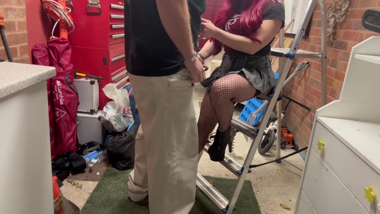 Alternative Slut Fucks Friend's Husband in Garage at House Party... did they Notice?