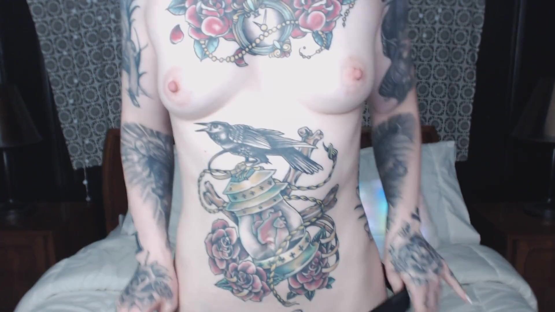 tattooed sloppy deepthroat with spider gag and lots of drool