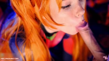 MollyRedWolf - Asuka's Sizzling Redhead Rampage: Sloppy Blowjob, Anal Fingering & Creampie