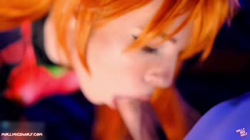 MollyRedWolf - Asuka's Sizzling Redhead Rampage: Sloppy Blowjob, Anal Fingering & Creampie