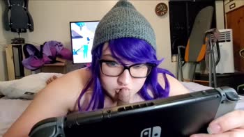 BustyRoxxy - Busty Roxxy's Gamer Girl Glamour: Warm Cock in Mouth While Playing Nintendo