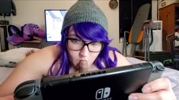 BustyRoxxy - Busty Roxxy's Gamer Girl Glamour: Warm Cock in Mouth While Playing Nintendo