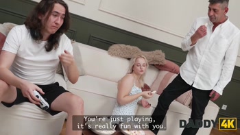 DADDY4K. A Young, Cute Blonde prefers an Older dick