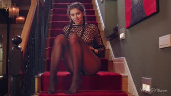 Foxy's Sensual Striptease: Pantyhose Toss and Steamy Solo Fun