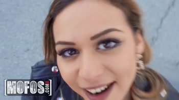 MOFOS - Bella Rico Takes A Public POV Pounding And Gets Her Shaved Pussy Filled With Creamy Cum