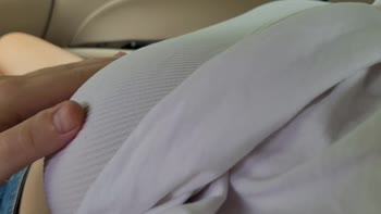 Playful Car Kisses for Big Boob Beauty