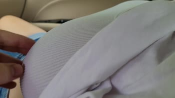 Playful Car Kisses for Big Boob Beauty