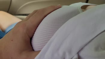 Teasing and Playing with Big Tits Babe in the Car