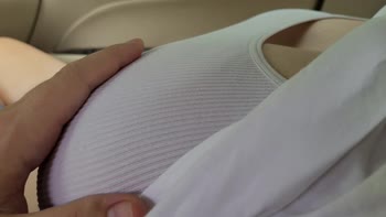 Playful Car Kisses for Big Boob Beauty