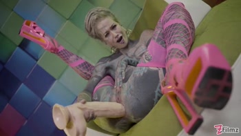 Heavily Tattooed Teen (18+) Anal Stretching