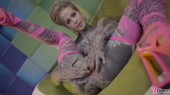 Heavily Tattooed Teen (18+) Anal Stretching