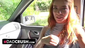 Dadcrush - Sexy Brunette Chick Got Stuck In Window And Gets Some Push And Spank From Behind