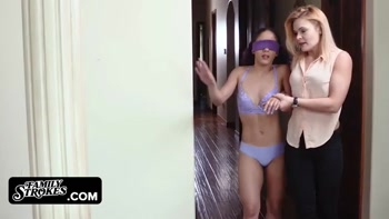Blindfolded Teen (18+) Stepdaughter Gets Creamy Cum On Her Face