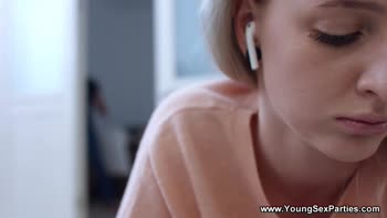 Sweet Blonde Teen (18+)'s DP-Themed Threesome Delight