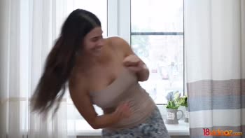 Teen (18+) Brunette's Blowjob Bonanza in Lingerie