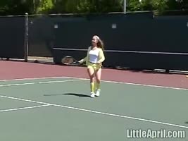Little April's Outdoor Tennis Tease: Solo Masturbation in HD