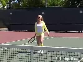 Little April's Outdoor Tennis Tease: Solo Masturbation in HD
