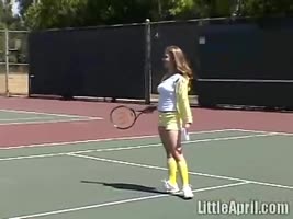 Little April's Outdoor Tennis Tease: Solo Masturbation in HD