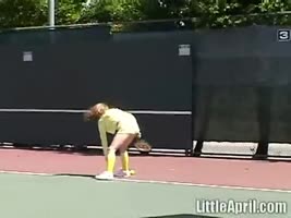 Little April's Outdoor Tennis Tease: Solo Masturbation in HD