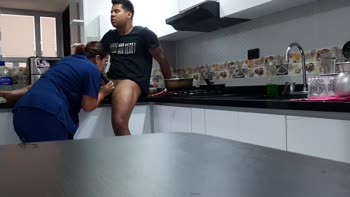 BrandyMilfHot's Colombian Kitchen Encounter: Amateur Blowjob & Big Ass Action