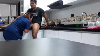 BrandyMilfHot's Colombian Kitchen Encounter: Amateur Blowjob & Big Ass Action