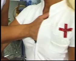 Stunning blonde German nurse enjoys hot anal creampie in the office