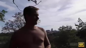 HUNT4K. Cash makes pretty babe ready for blowjob and anal in park
