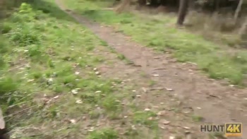 HUNT4K. Cash makes pretty babe ready for blowjob and anal in park