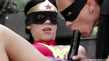 Wonderful Lesbians in Cosplay Strap-On Fun