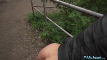 Public Agent Brunette discarded sex performer doll is fucked hard in public area