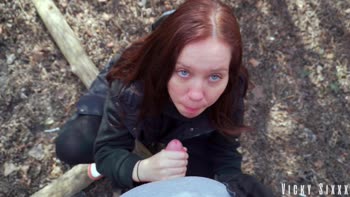 Simon's Secret Public Blowjob with Vicky Sixxx