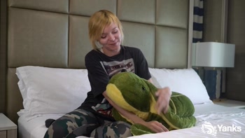 Blonde Solo Delight: Pillow Humping Perfection