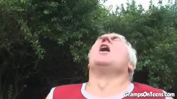 Blonde Teen (18+)'s Racy Tryst with Gramps in Public