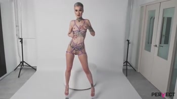 Tabitha Poison Fucks All of Her Holes with a Huge Transparent Dildo!