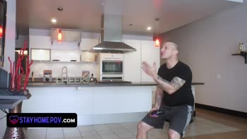 Girlfriend's Quarantine Tease: Tattooed Babe Bounces on Gamer Boy's Cock in POV