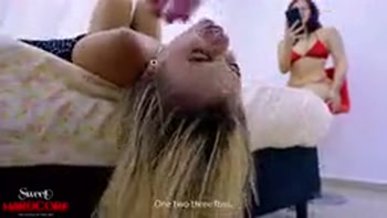 Subtitle English Extreme Facefuck with Lary and Gaby, Dominated the Naughty Bitch