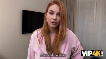 VIP4K. Overdue Debt is no problem for this Horny Redhead