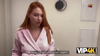 VIP4K. Overdue Debt is no problem for this Horny Redhead
